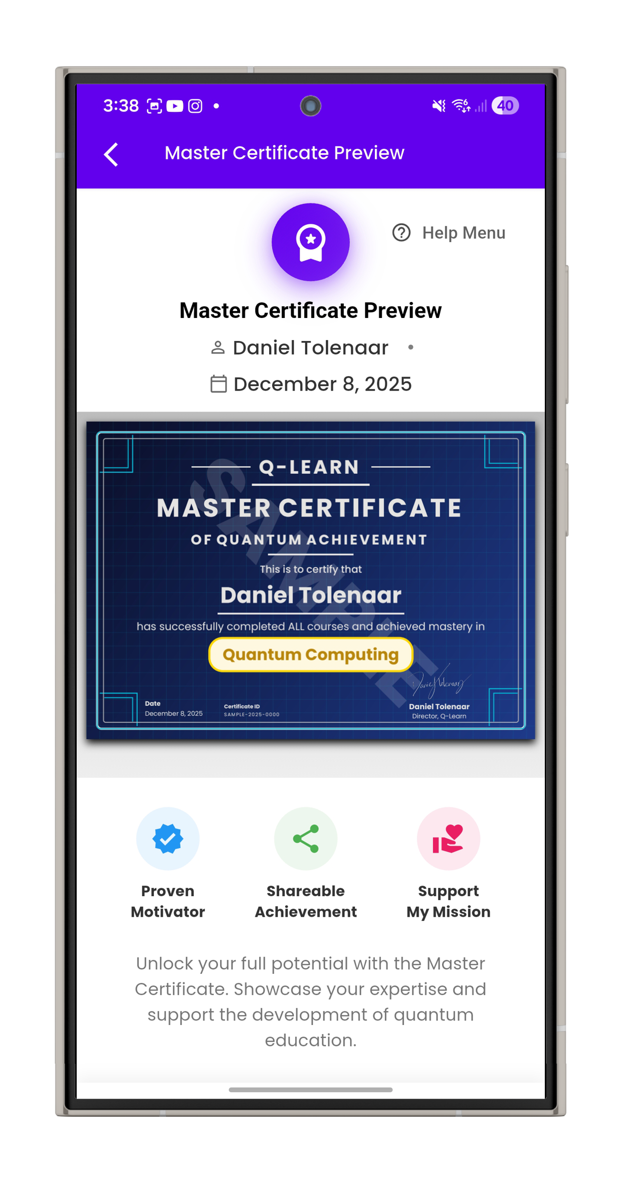 Master Certificate